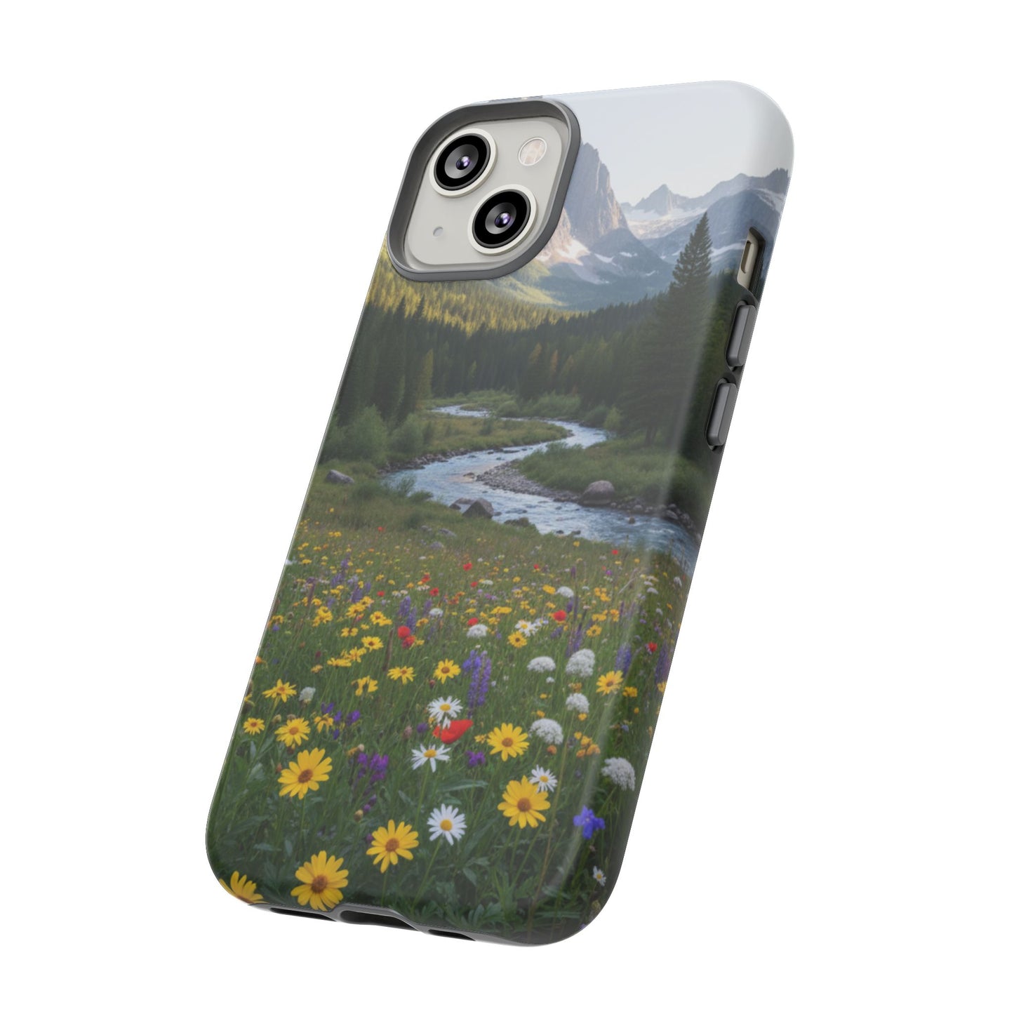 Mountain Meadow Serenity Phone Case - Tough Case with Nature Scenic Design