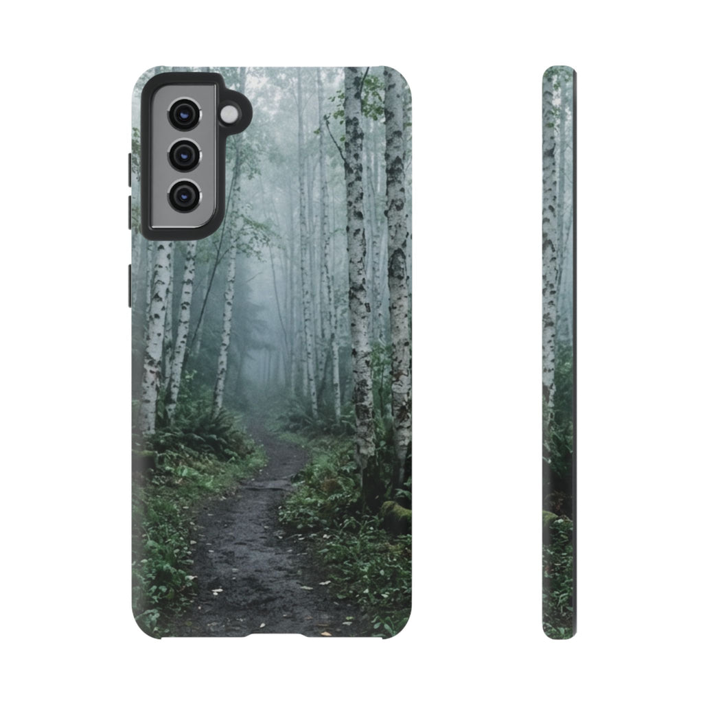 Twilight Birch Tree Path Phone Case