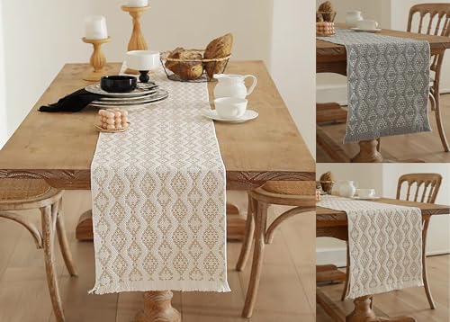 Modern Diamond Woven Table Runner 14" W x 72" L