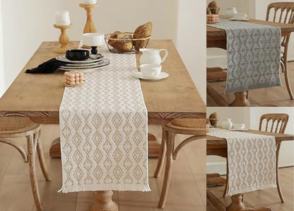 Modern Diamond Woven Table Runner 14" W x 72" L