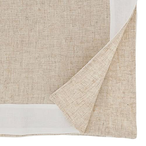 Natural & White Two-Tone Banded Border Placemats, Table Runner or Napkins