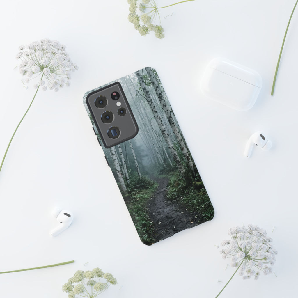 Twilight Birch Tree Path Phone Case