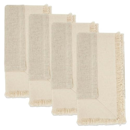 Double-Layer Fringe Cotton Blend Cloth Napkins 20" W X 20" L, Set of 4