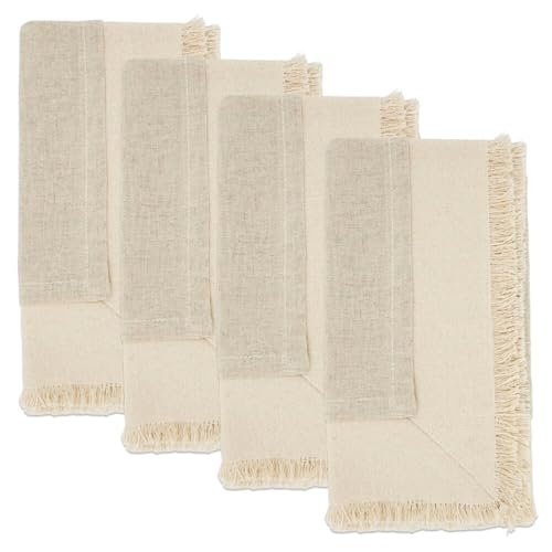 Double-Layer Fringe Cotton Blend Cloth Napkins 20" W X 20" L, Set of 4