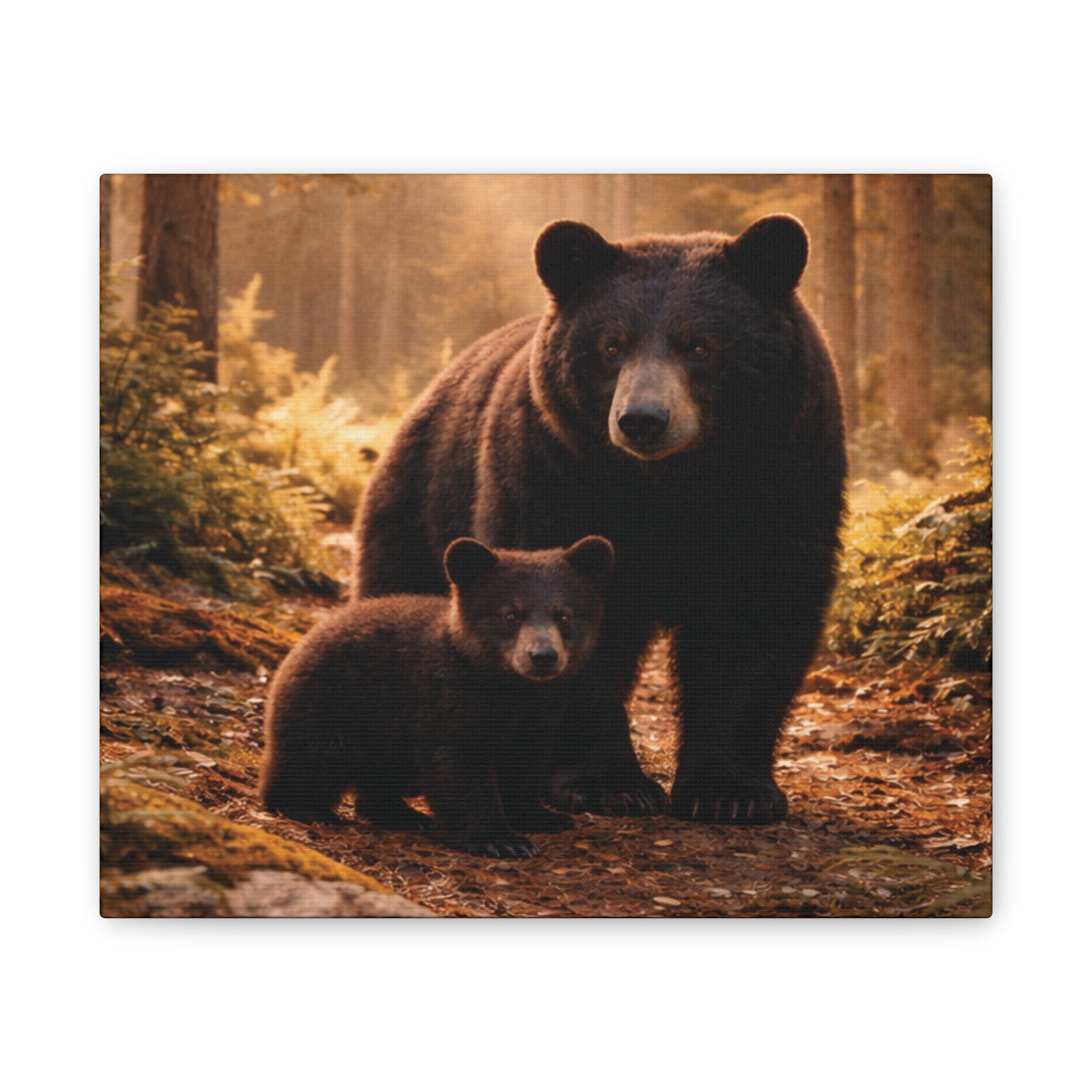 Momma Bear and Cub Wilderness Stretched Canvas