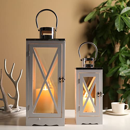 17.5''&24.5'' H Metal Decorative Candle Holders Rustic Hanging decorative candle lanterns with nature-inspired artwork - product view 6