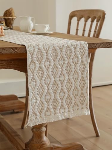 Modern Diamond Woven Table Runner 14" W x 72" L