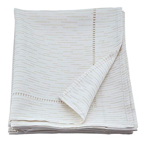 Linette Shimmering Hemstitched Table Runner, Tablecloth or Napkins