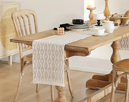Modern Diamond Woven Table Runner 14" W x 72" L