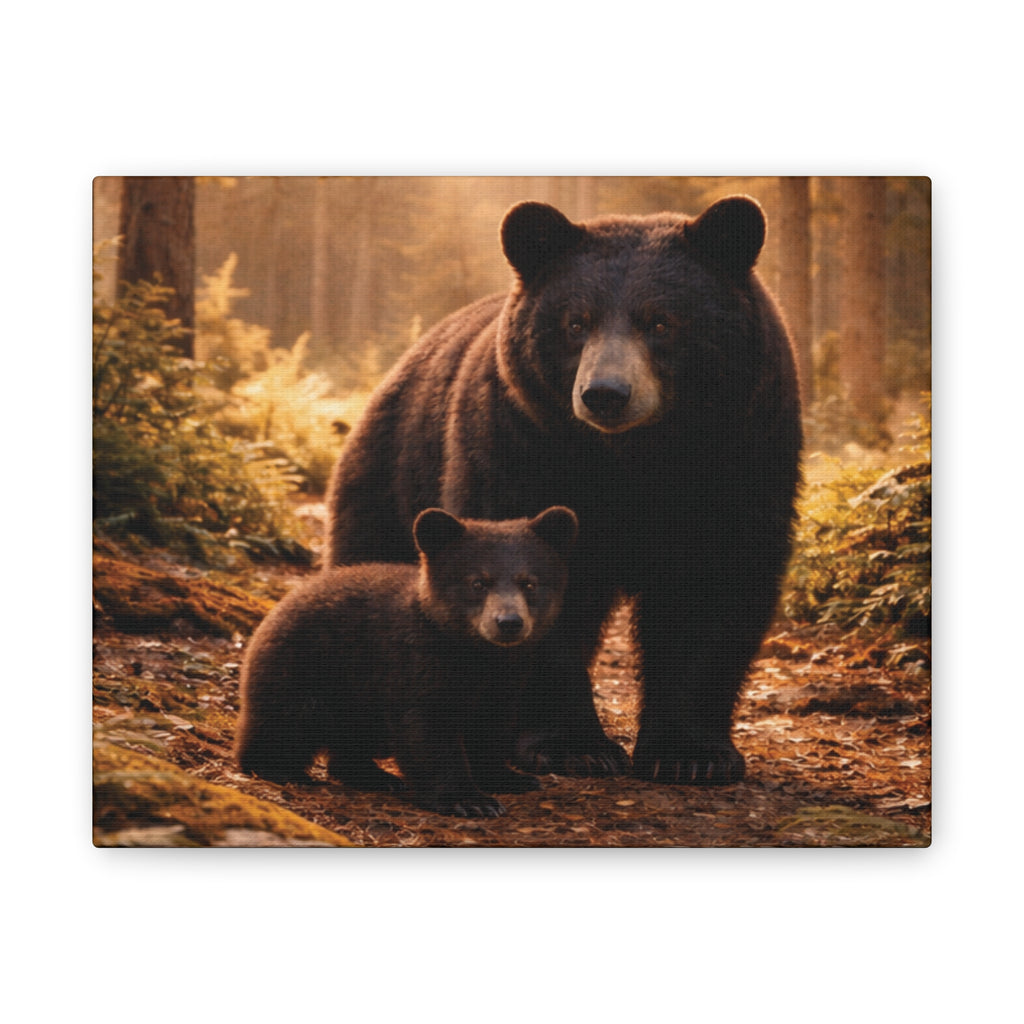 Momma Bear and Cub Wilderness Stretched Canvas