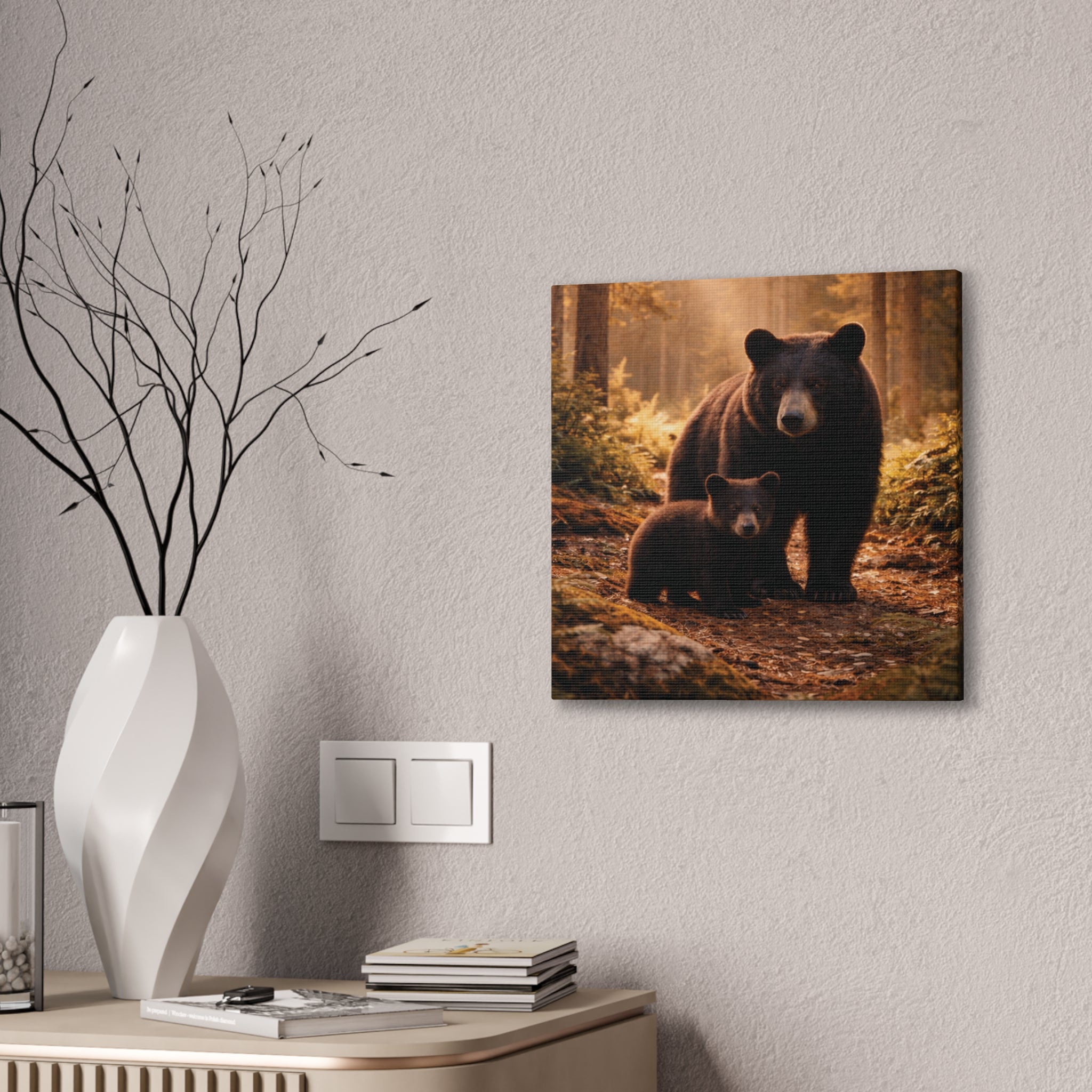 Momma Bear and Cub Wilderness Stretched Canvas