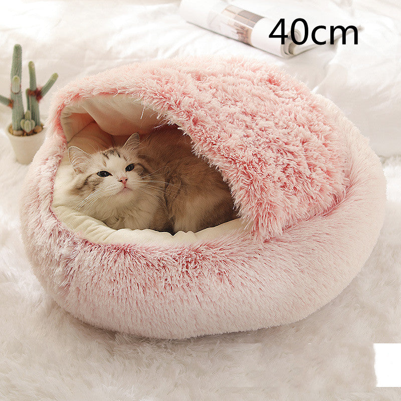 2 in 1 Dog and Cat Bed Pet Winter Bed Round Plush Warm Bed House Soft uncategorized / needs cleanup with nature-inspired artwork - product view 83