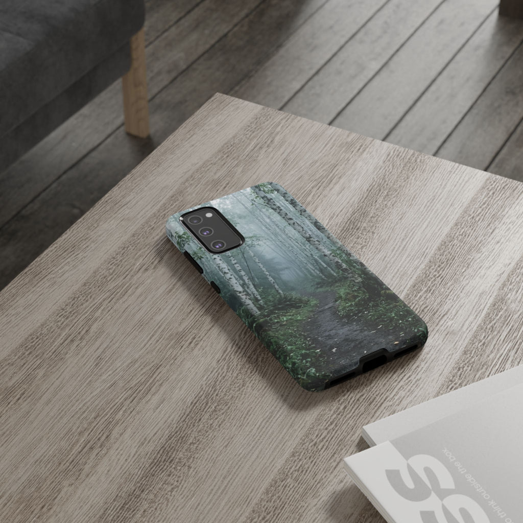Twilight Birch Tree Path Phone Case