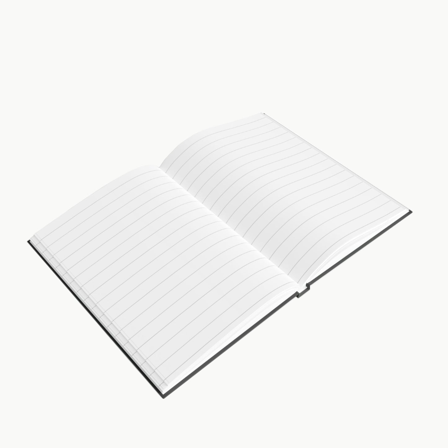 Open notebook with grid pages on a white background
