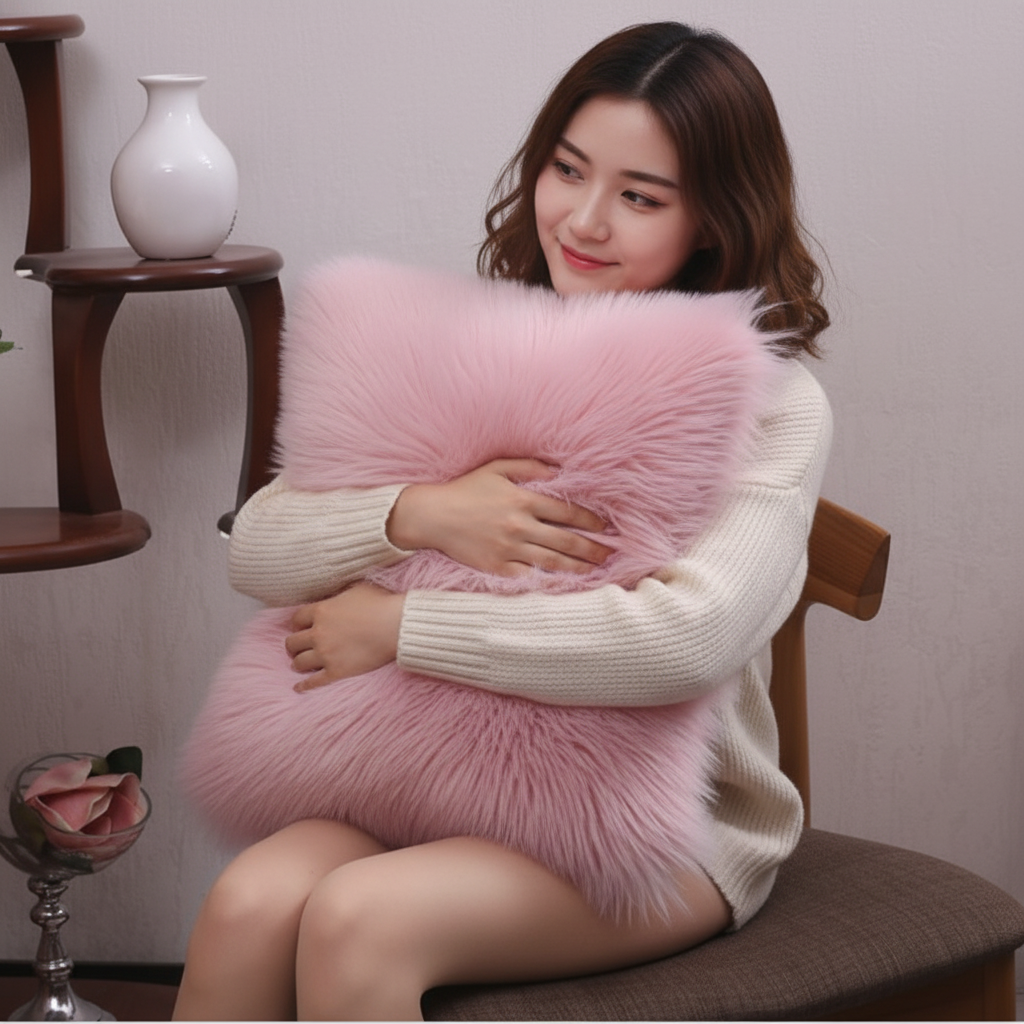 Throw with 450g Insert, Purple, Faux Fur, 16, Decorative Cushion – pillow cover with nature-inspired artwork - product view 15