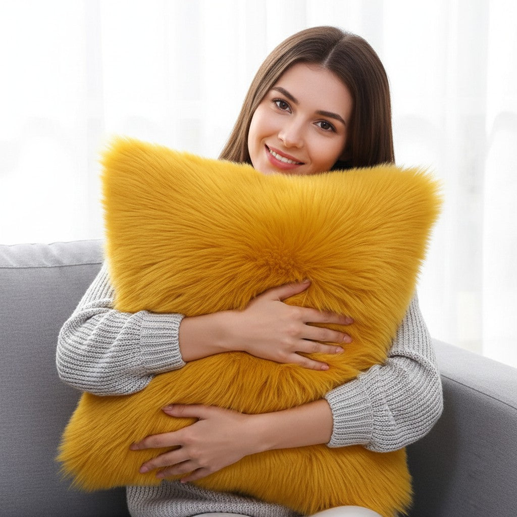 Throw with 450g Insert, Purple, Faux Fur, 16, Decorative Cushion – pillow cover with nature-inspired artwork - product view 11