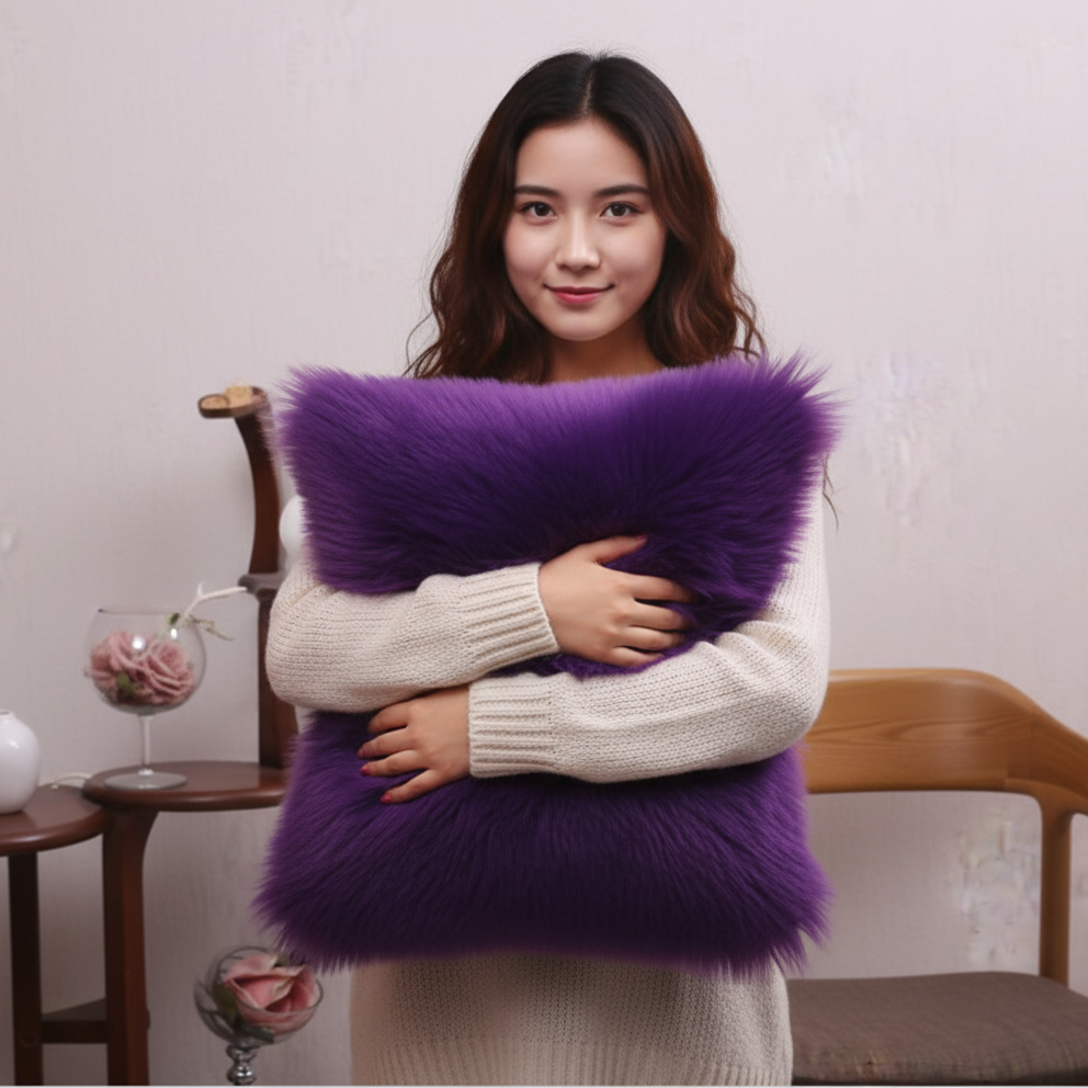 Throw with 450g Insert, Purple, Faux Fur, 16, Decorative Cushion – pillow cover with nature-inspired artwork - product view 14
