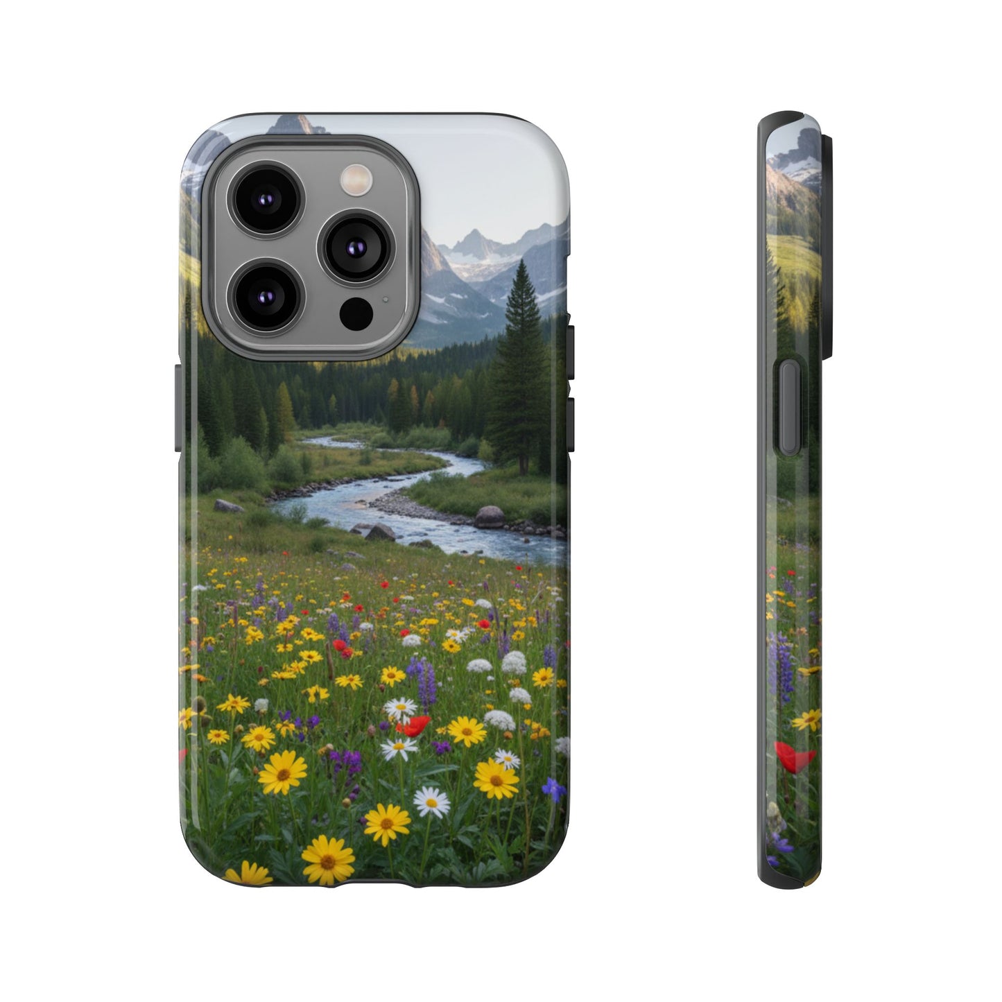 Mountain Meadow Serenity Phone Case - Tough Case with Nature Scenic Design