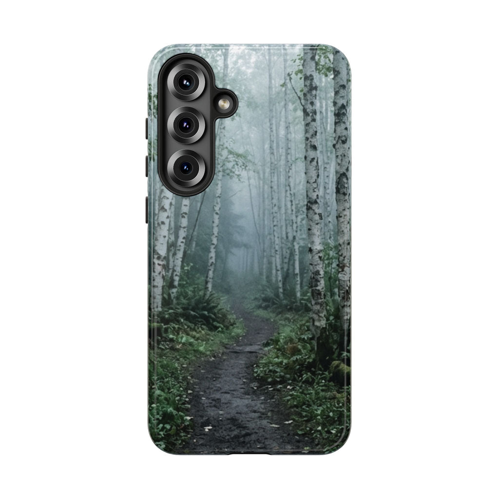 Twilight Birch Tree Path Phone Case