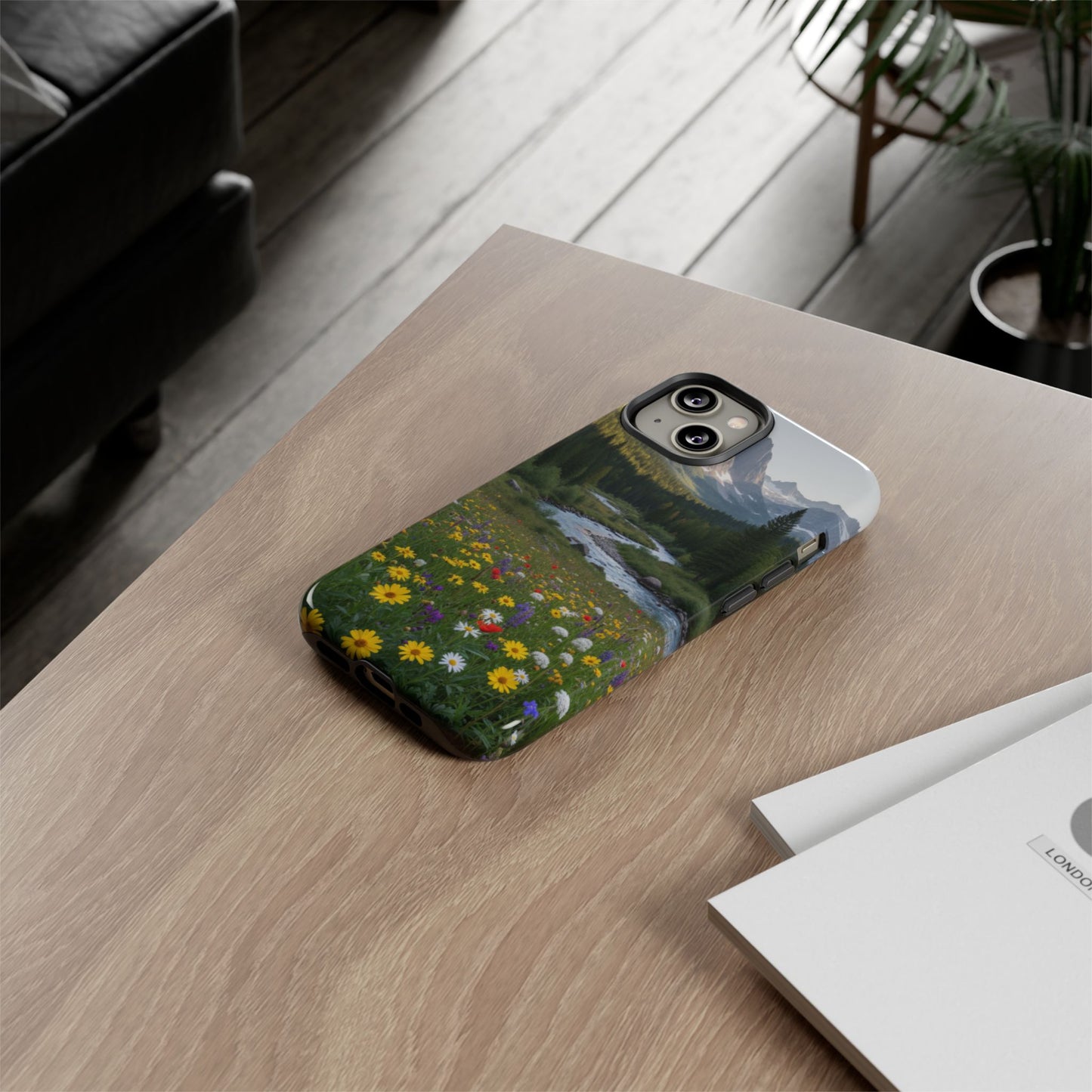 Mountain Meadow Serenity Phone Case - Tough Case with Nature Scenic Design
