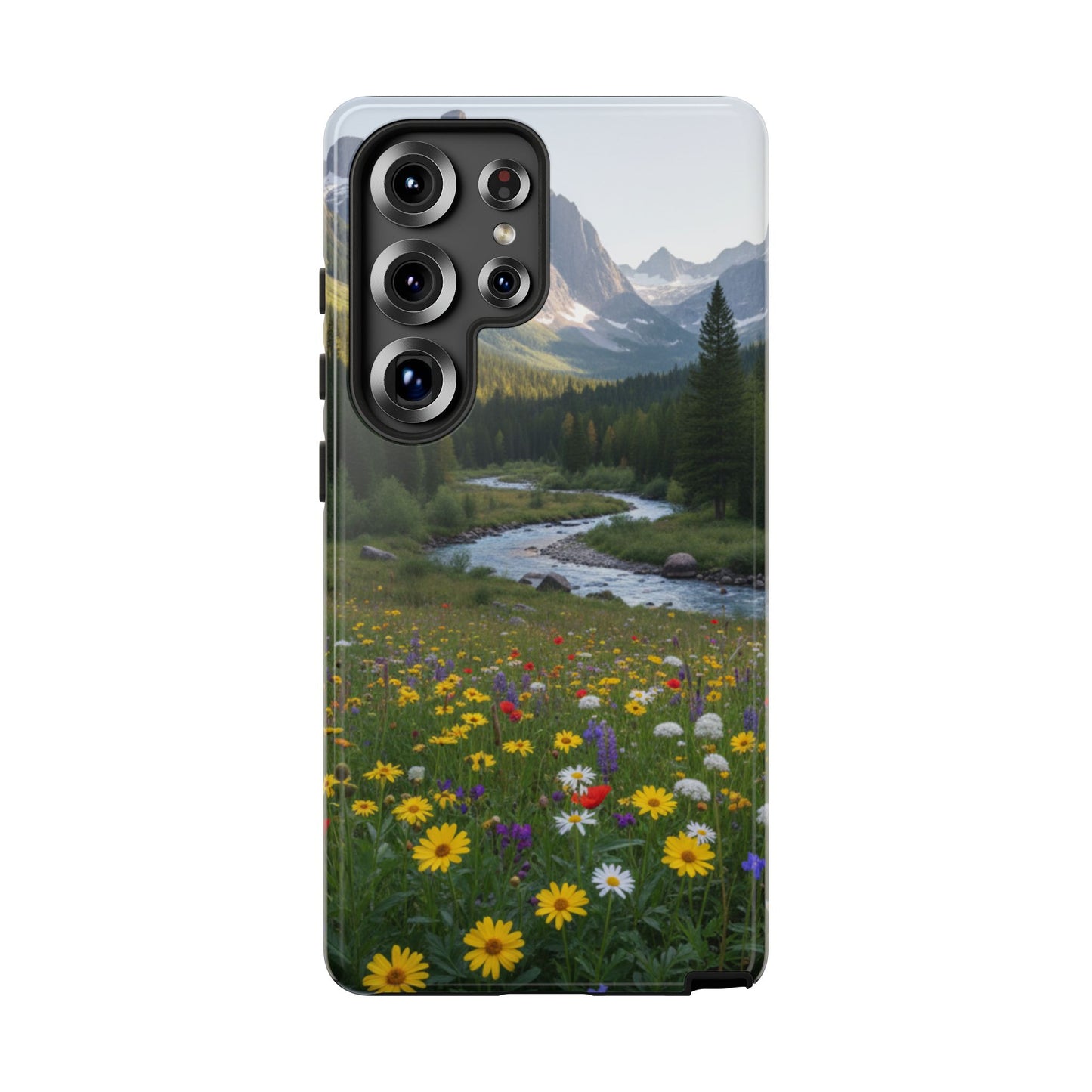 Mountain Meadow Serenity Phone Case - Tough Case with Nature Scenic Design