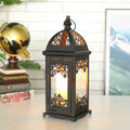 15" High Decorative Candle Lantern Black decorative candle lanterns with nature-inspired artwork