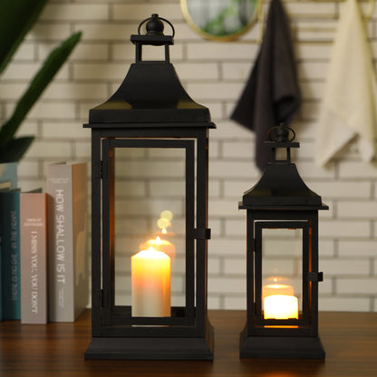 13''&19.5''tall Outdoor Candle Lanterns（set of 2） decorative candle lanterns with nature-inspired artwork - product view 4
