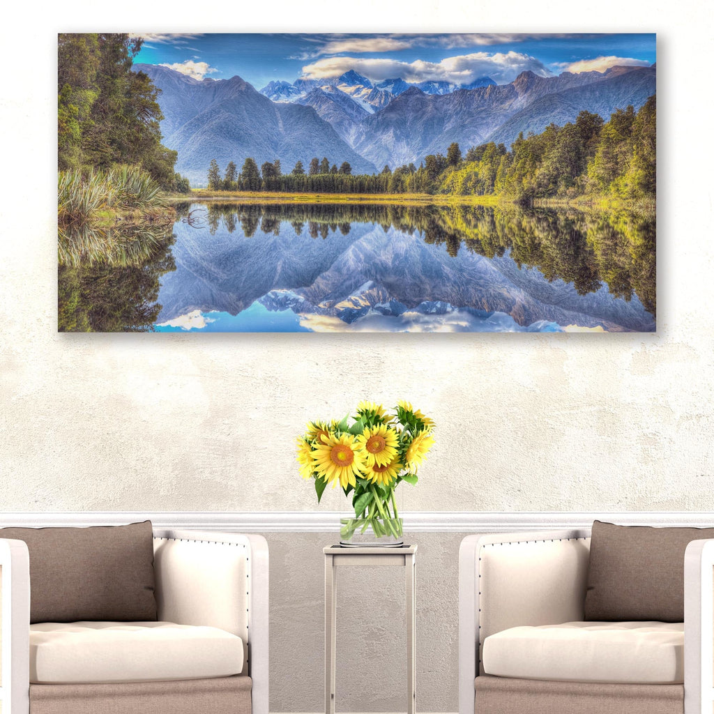 "mirror Lake", Lake Matheson Canvas wall art with nature-inspired artwork - product view 3