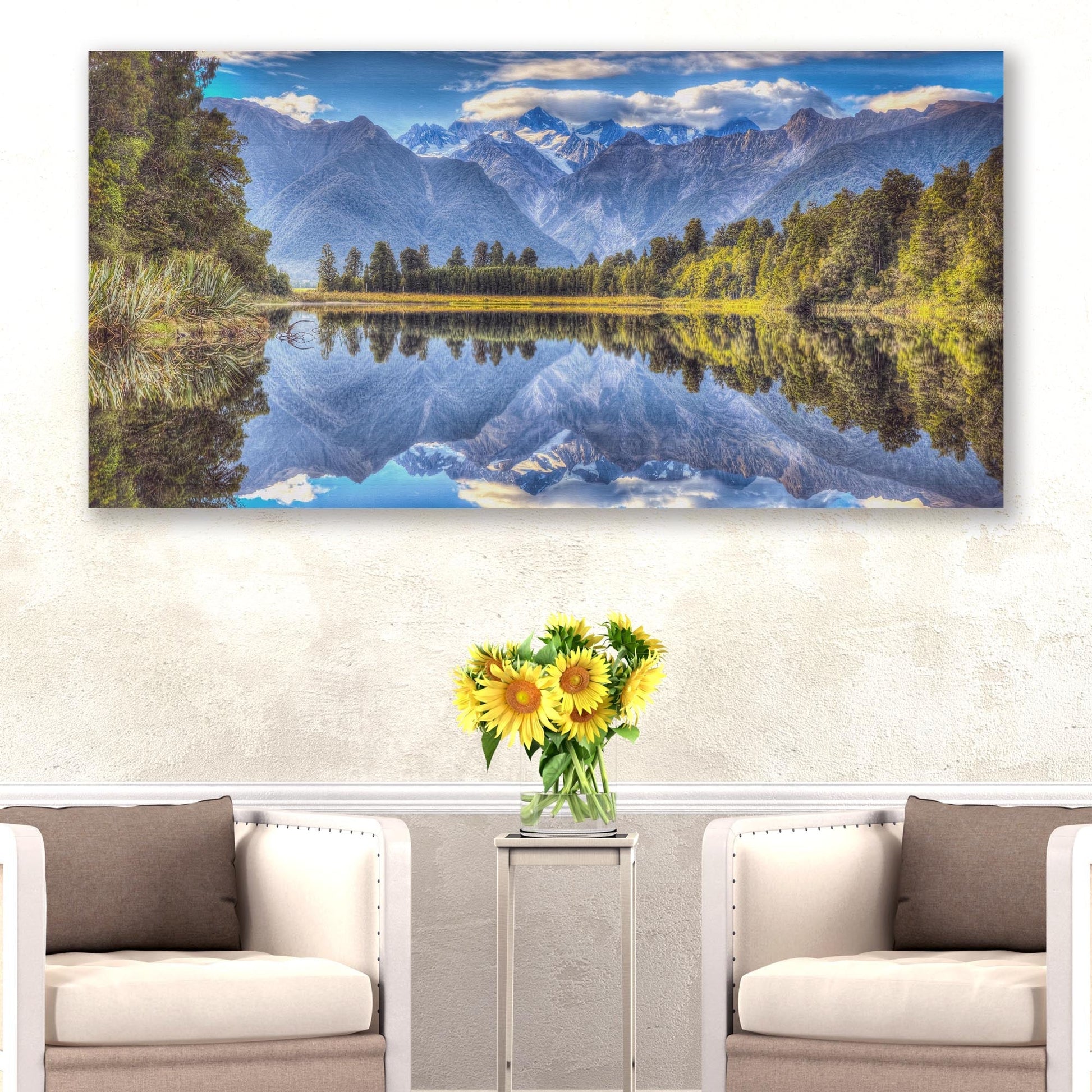 "mirror Lake", Lake Matheson Canvas wall art with nature-inspired artwork - product view 3