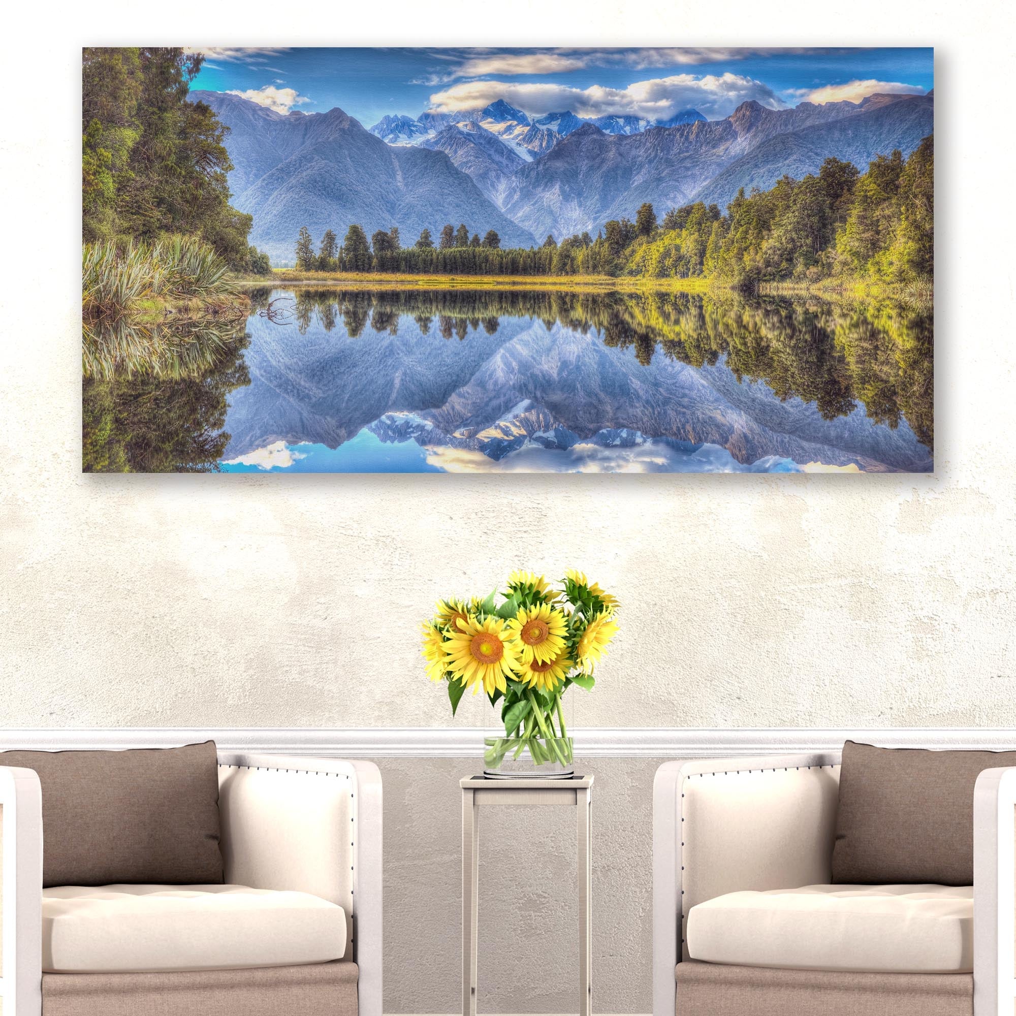 "mirror Lake", Lake Matheson Canvas wall art with nature-inspired artwork - product view 3