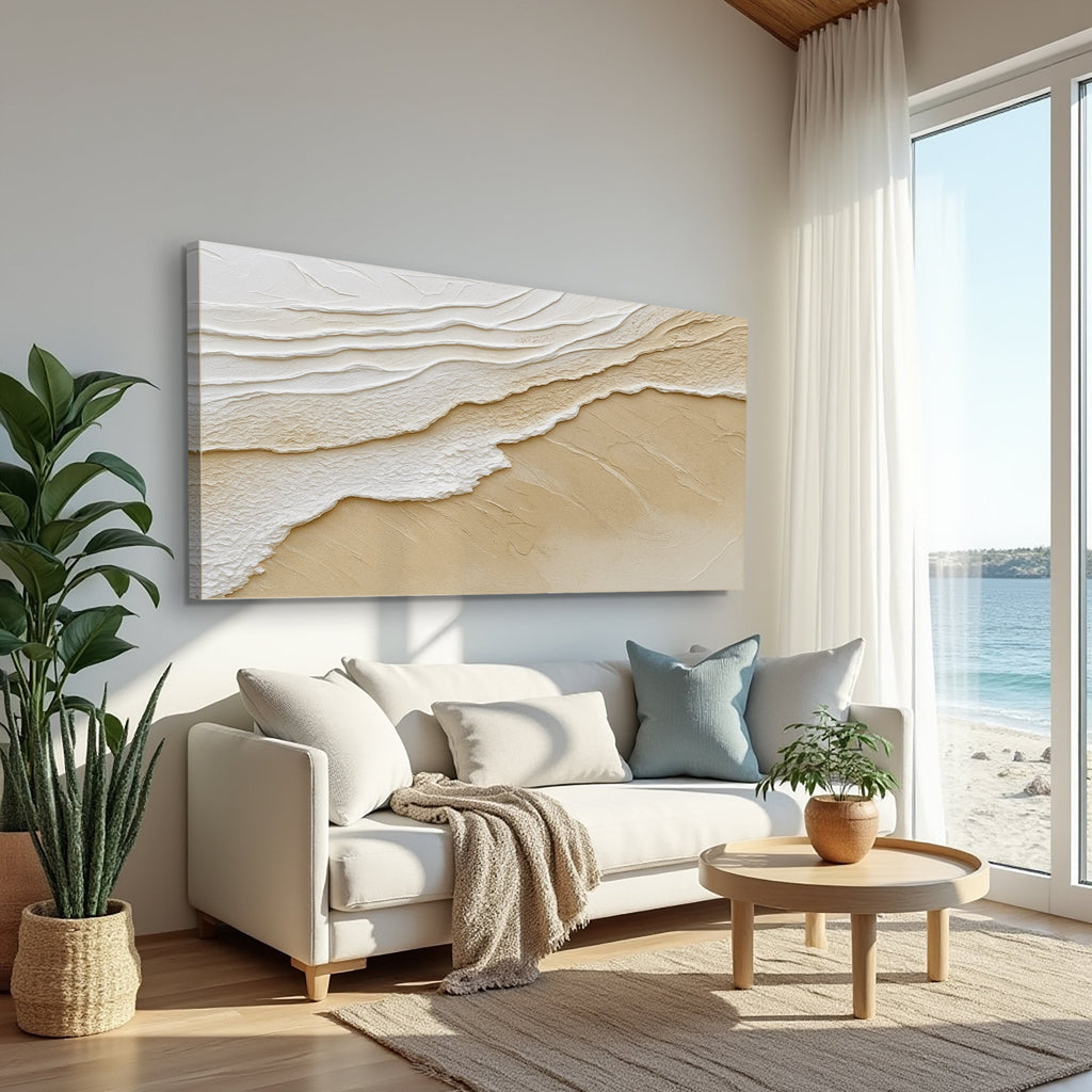 Neutral Ocean Waves wall art with nature-inspired artwork - product view 2