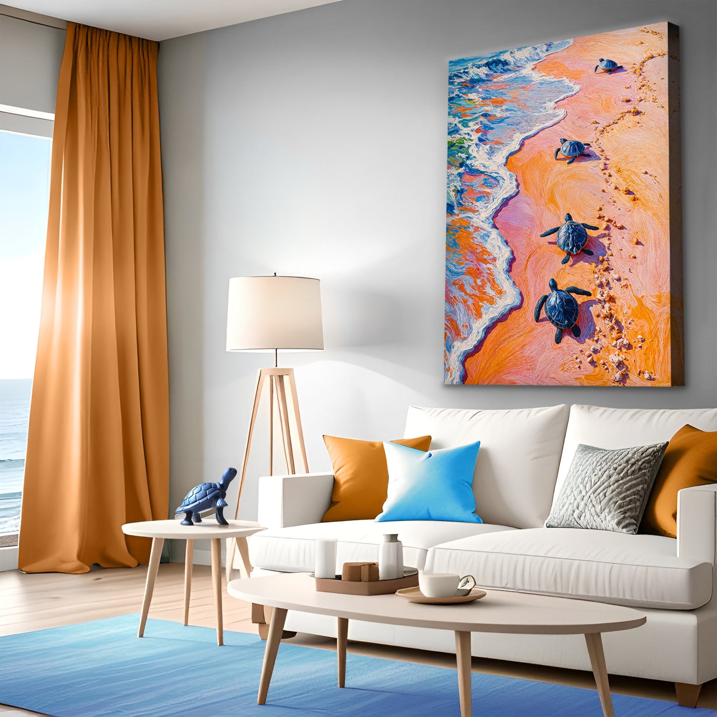 Turtles' Journey to the Sea wall art with nature-inspired artwork - product view 4