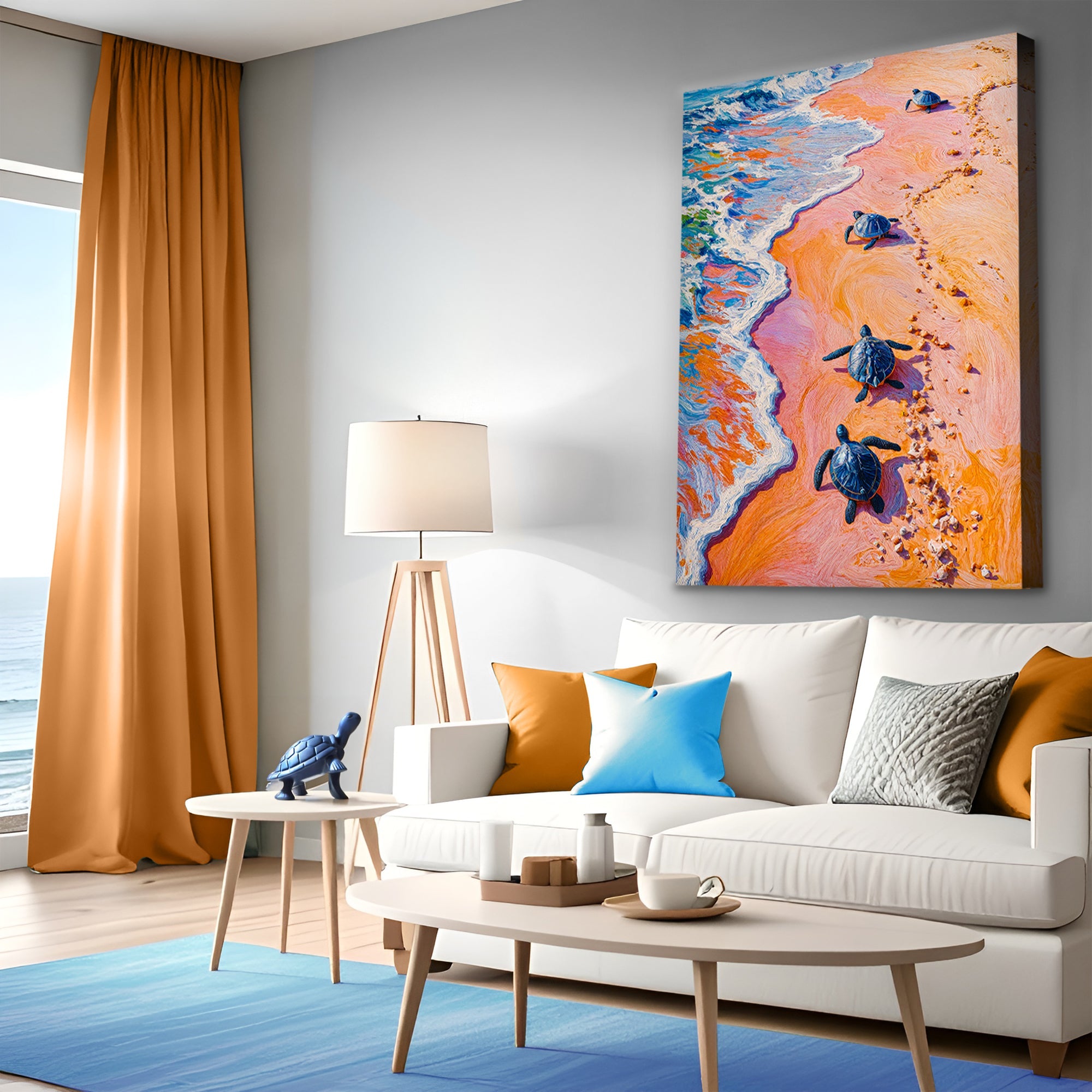Turtles' Journey to the Sea wall art with nature-inspired artwork - product view 4