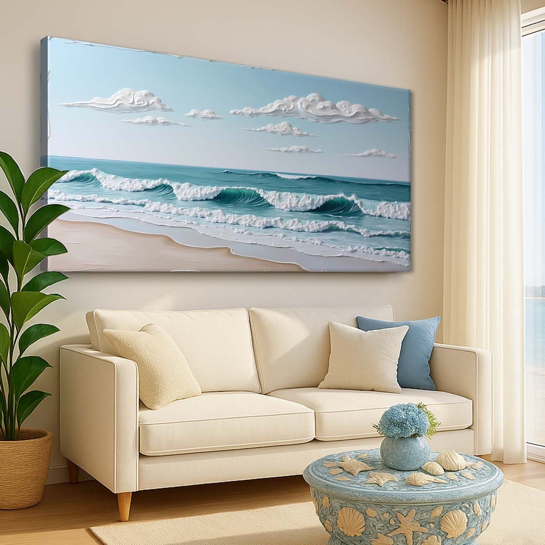 Serene Ocean Wave Coastal Xi wall art with nature-inspired artwork - product view 2