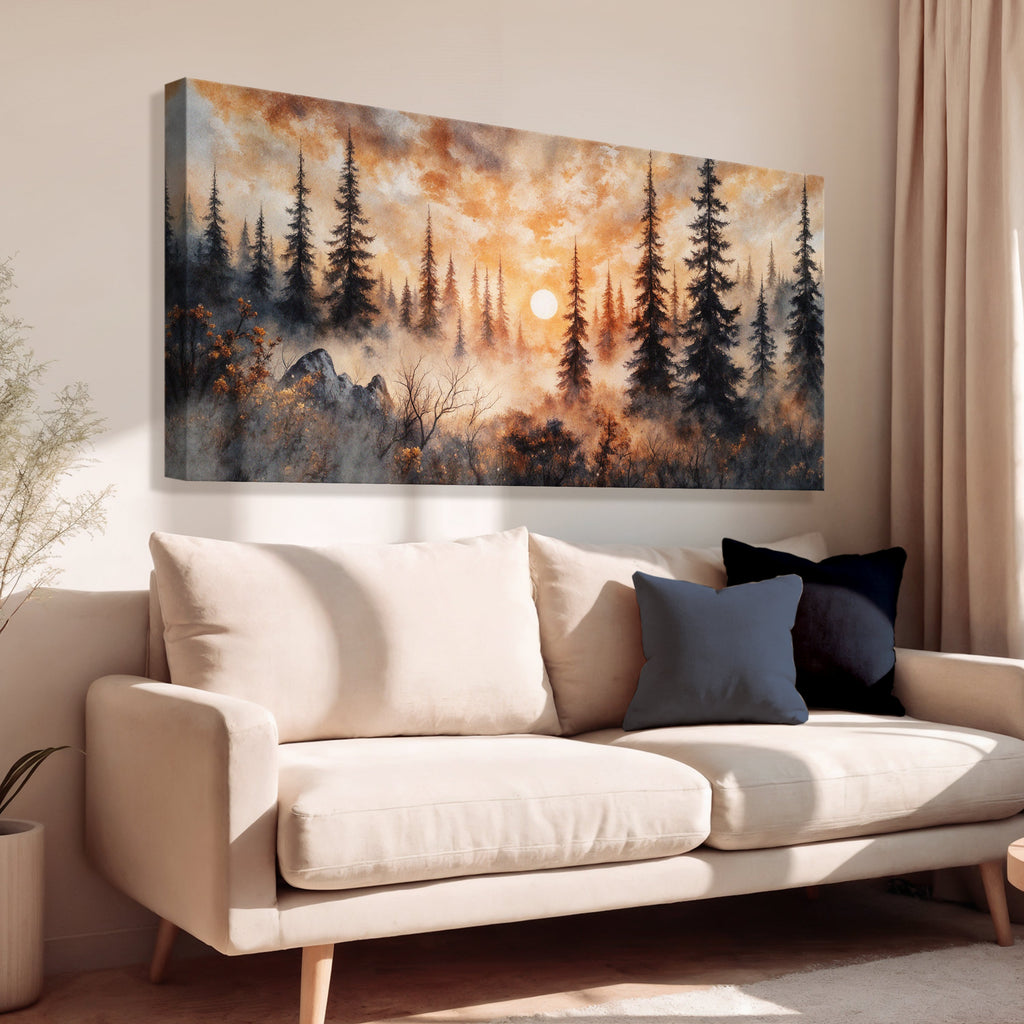 Rustic Forest Sunset wall art with nature-inspired artwork - product view 2