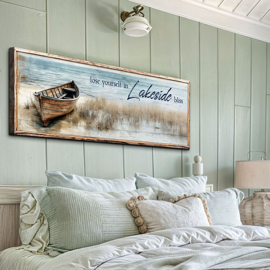Lose Yourself in Lakeside Bliss Lake House Coastal Sign Ii canvas with nature-inspired artwork - product view 4