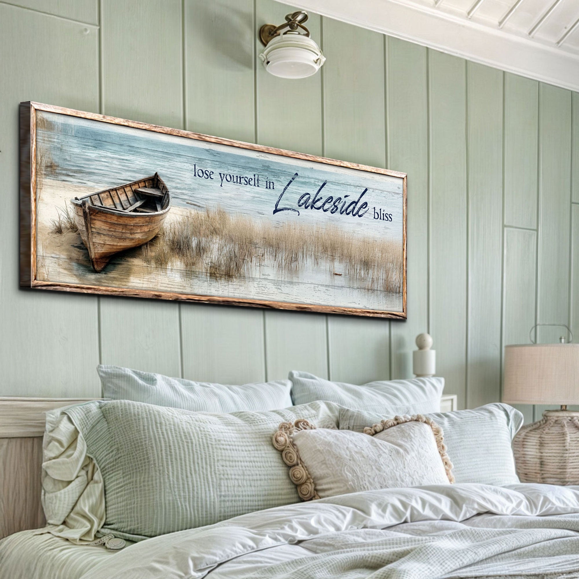 Lose Yourself in Lakeside Bliss Lake House Coastal Sign Ii canvas with nature-inspired artwork - product view 4