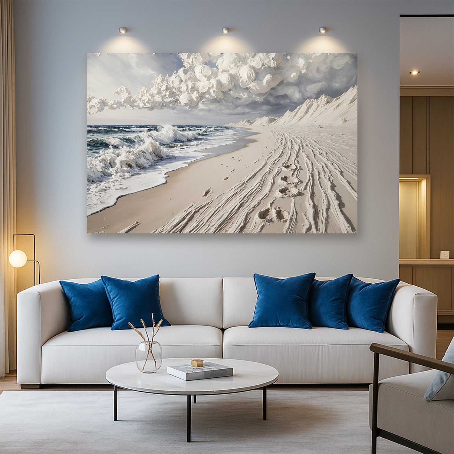 Footprints in the Sand wall art with nature-inspired artwork - product view 2