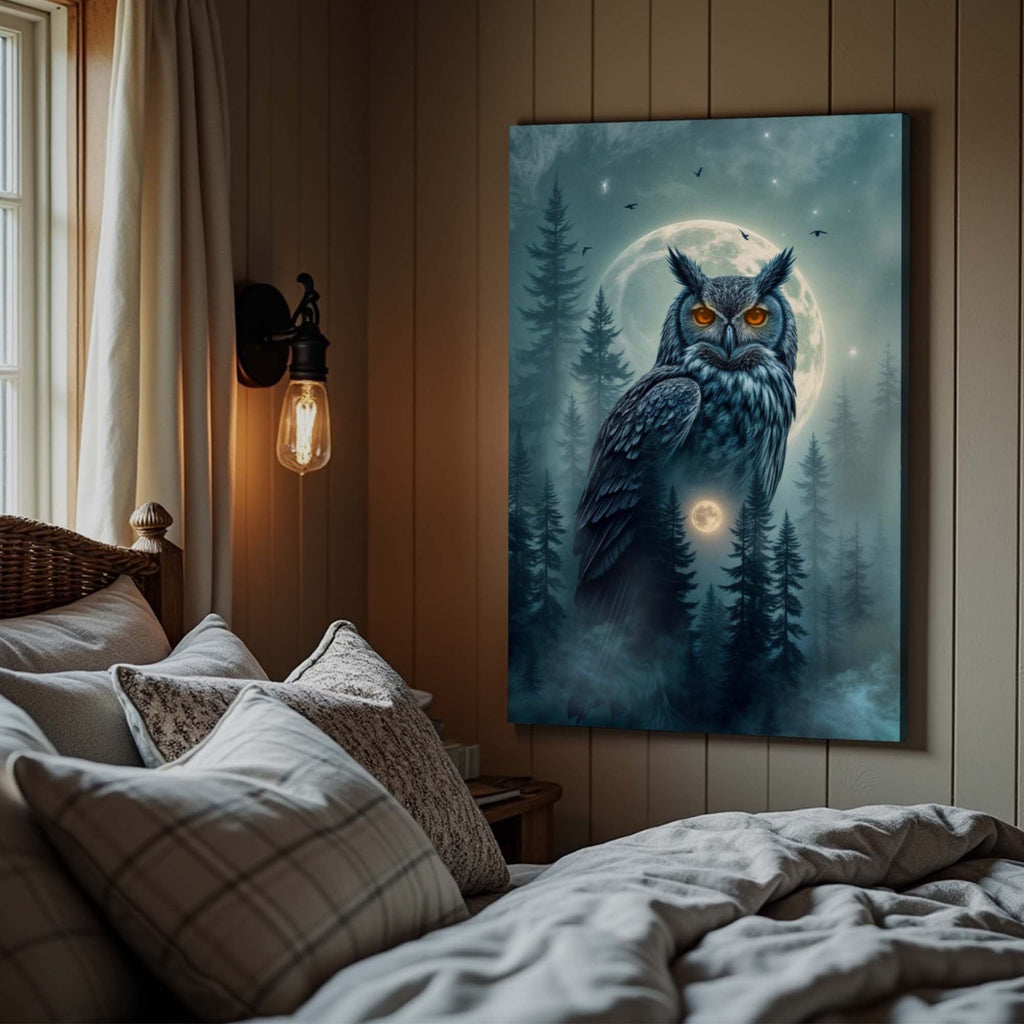 Owl Double Exposure Ii wall art with nature-inspired artwork - product view 4