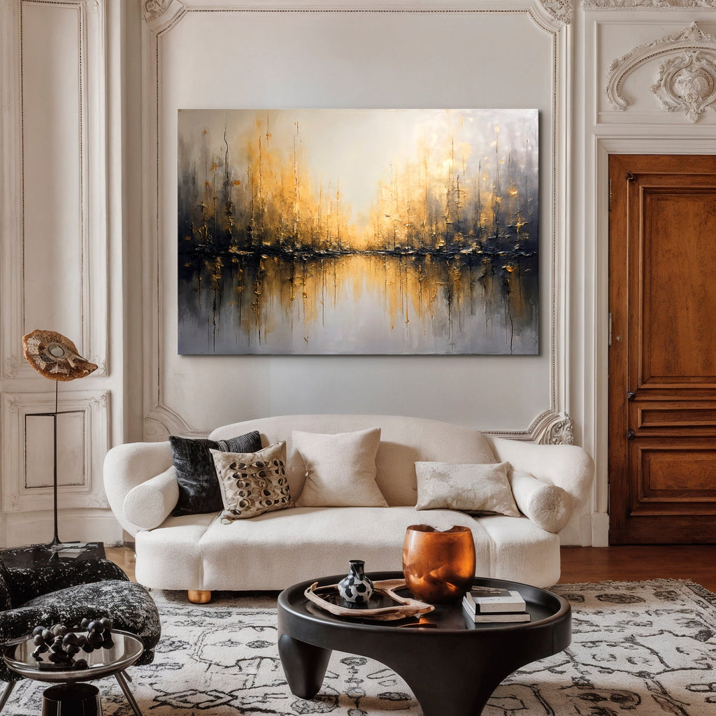 Golden Reflections Abstract wall art with nature-inspired artwork - product view 3