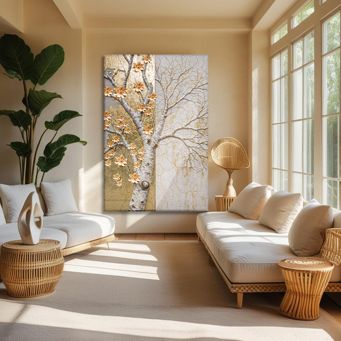 Ivory Seasons Impasto wall art with nature-inspired artwork - product view 4