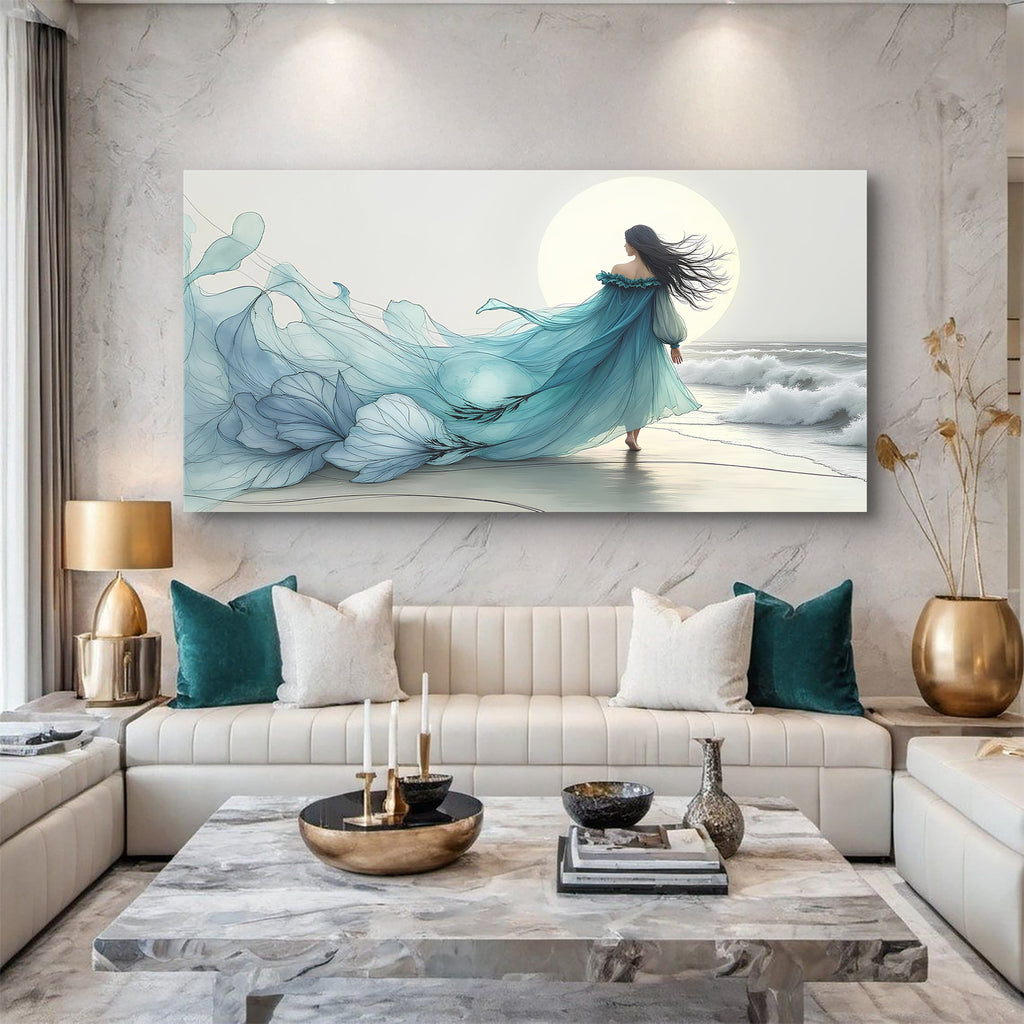 Swirling Winds by the Ocean Abstract wall art with nature-inspired artwork - product view 2