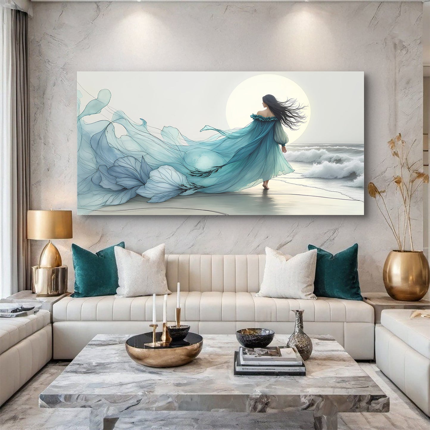 Swirling Winds by the Ocean Abstract wall art with nature-inspired artwork - product view 2