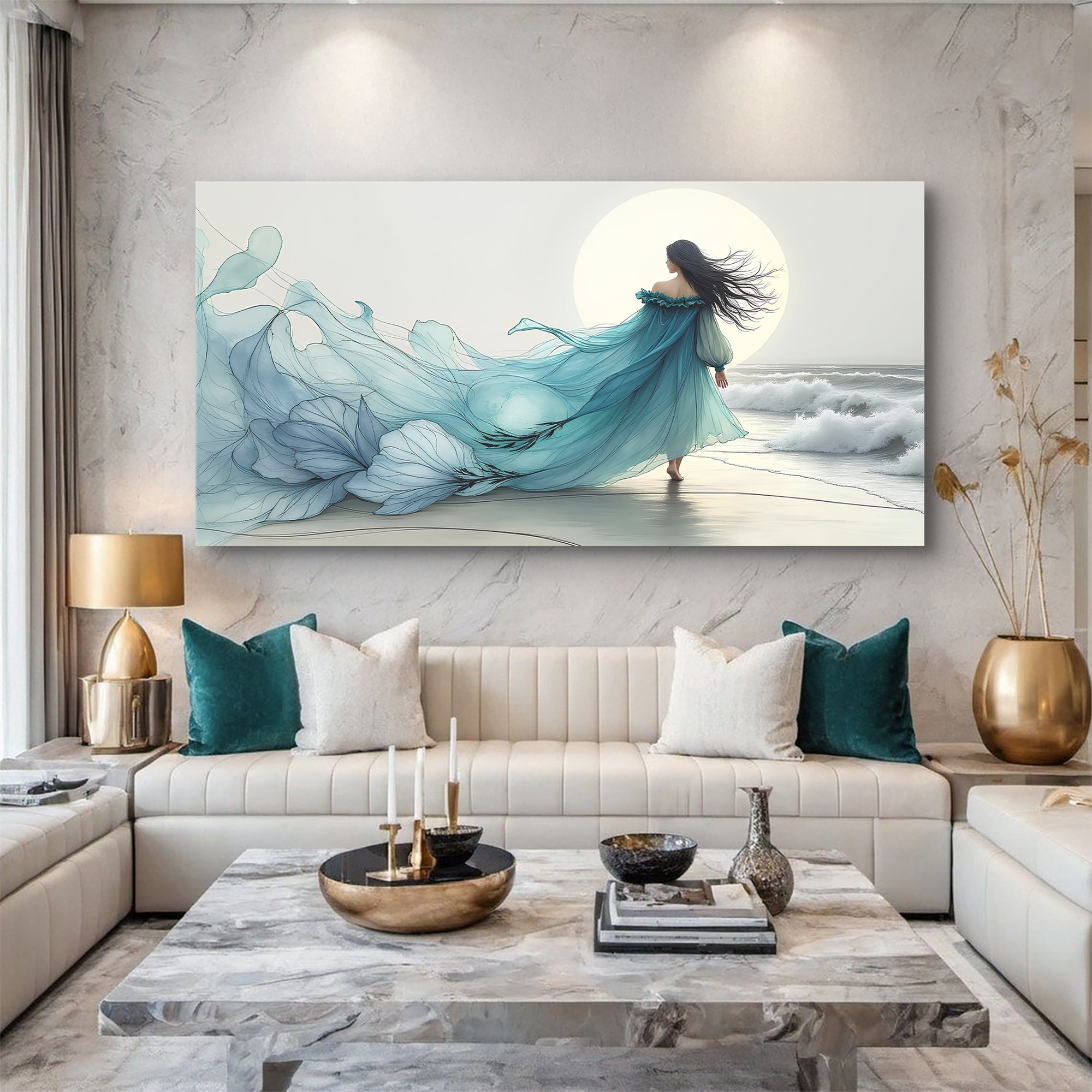Swirling Winds by the Ocean Abstract wall art with nature-inspired artwork - product view 2