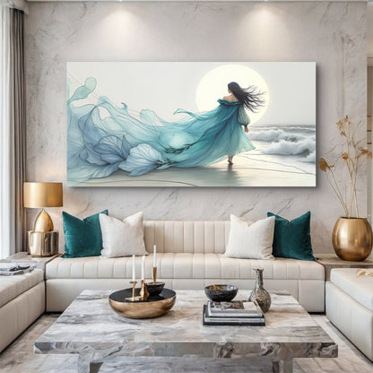 Swirling Winds by the Ocean Abstract wall art with nature-inspired artwork - product view 2