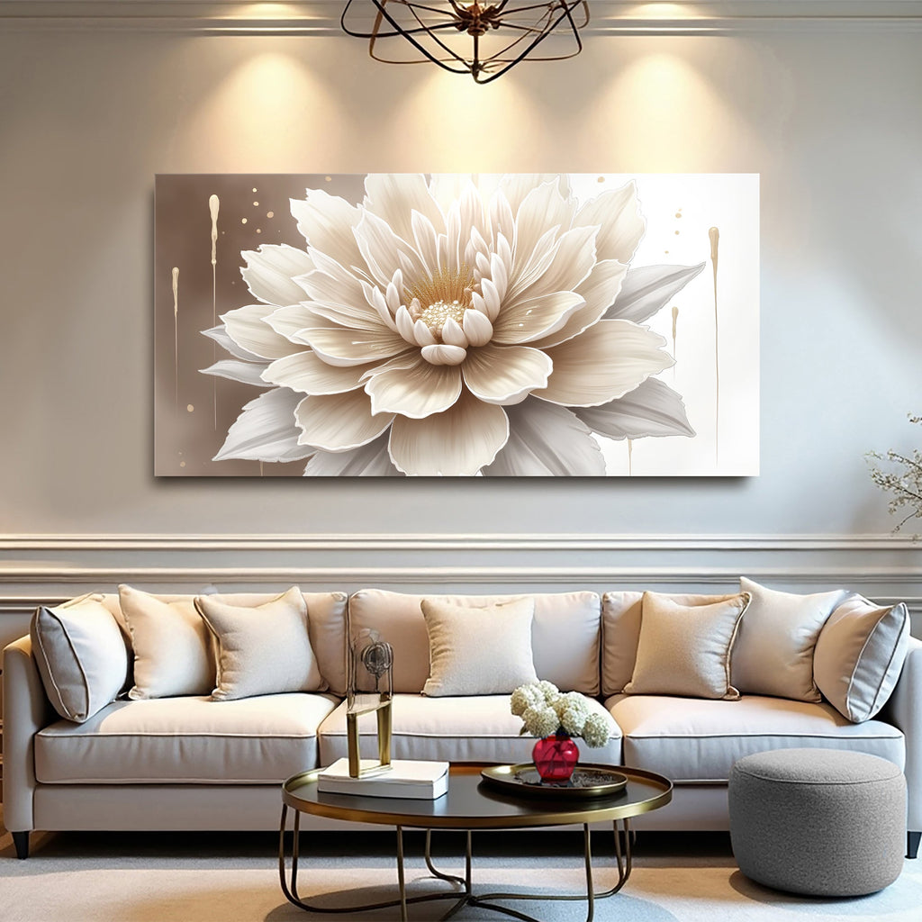 Single Beige Flower Abstract wall art with nature-inspired artwork - product view 4