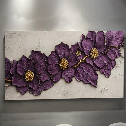 Purple Flower Plaster wall art with nature-inspired artwork - product view 4