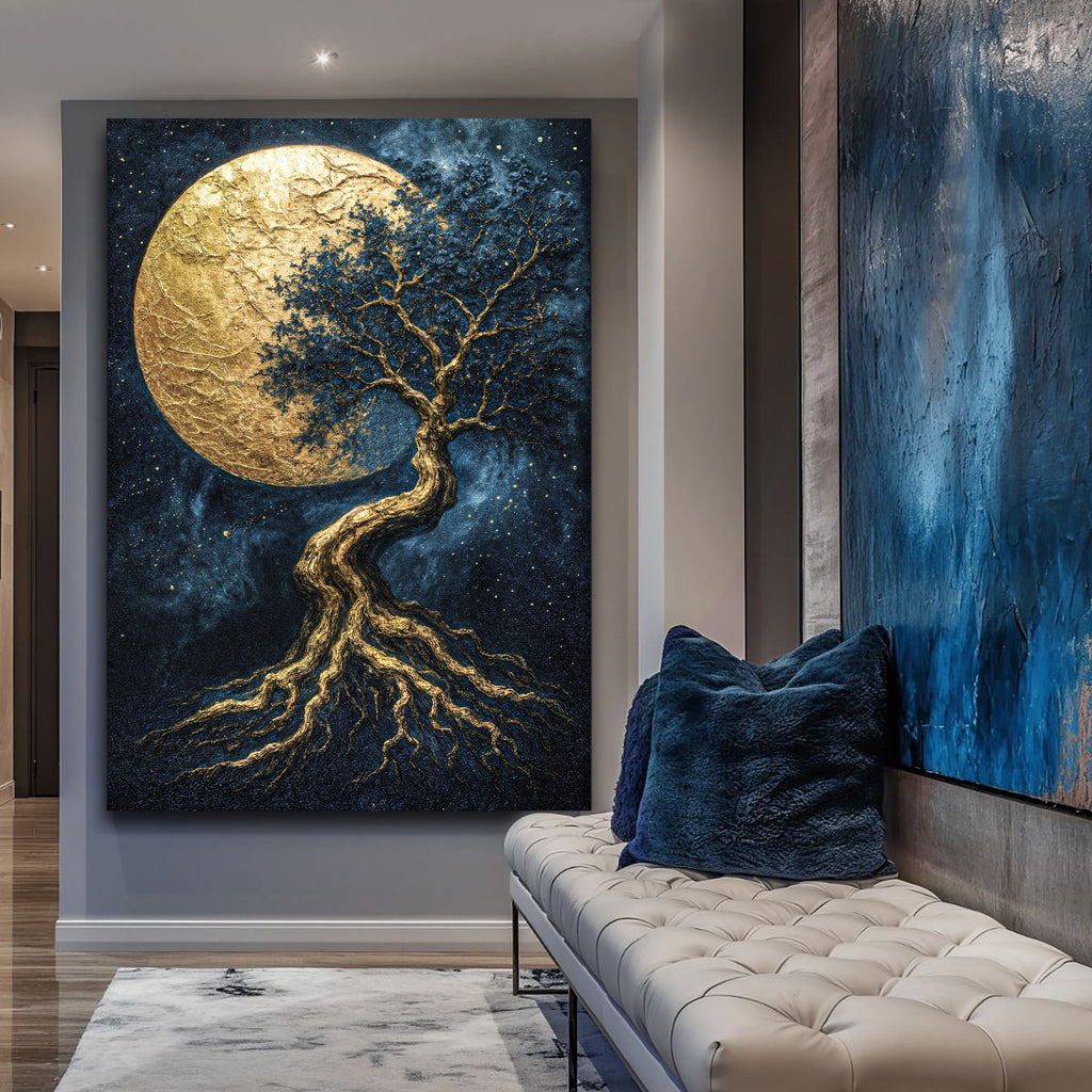 Lunar Tree of Life wall art with nature-inspired artwork - product view 4