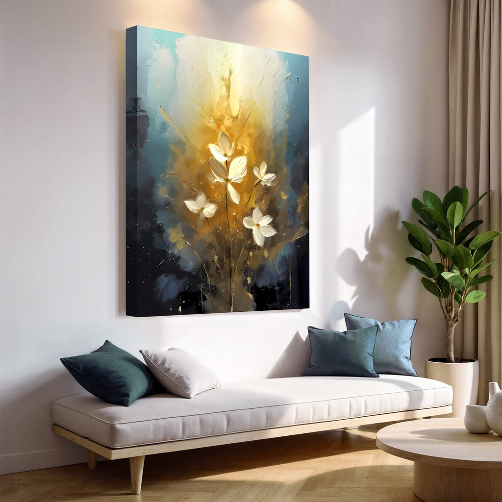 Golden Glow Elegant Flower wall art with nature-inspired artwork - product view 2