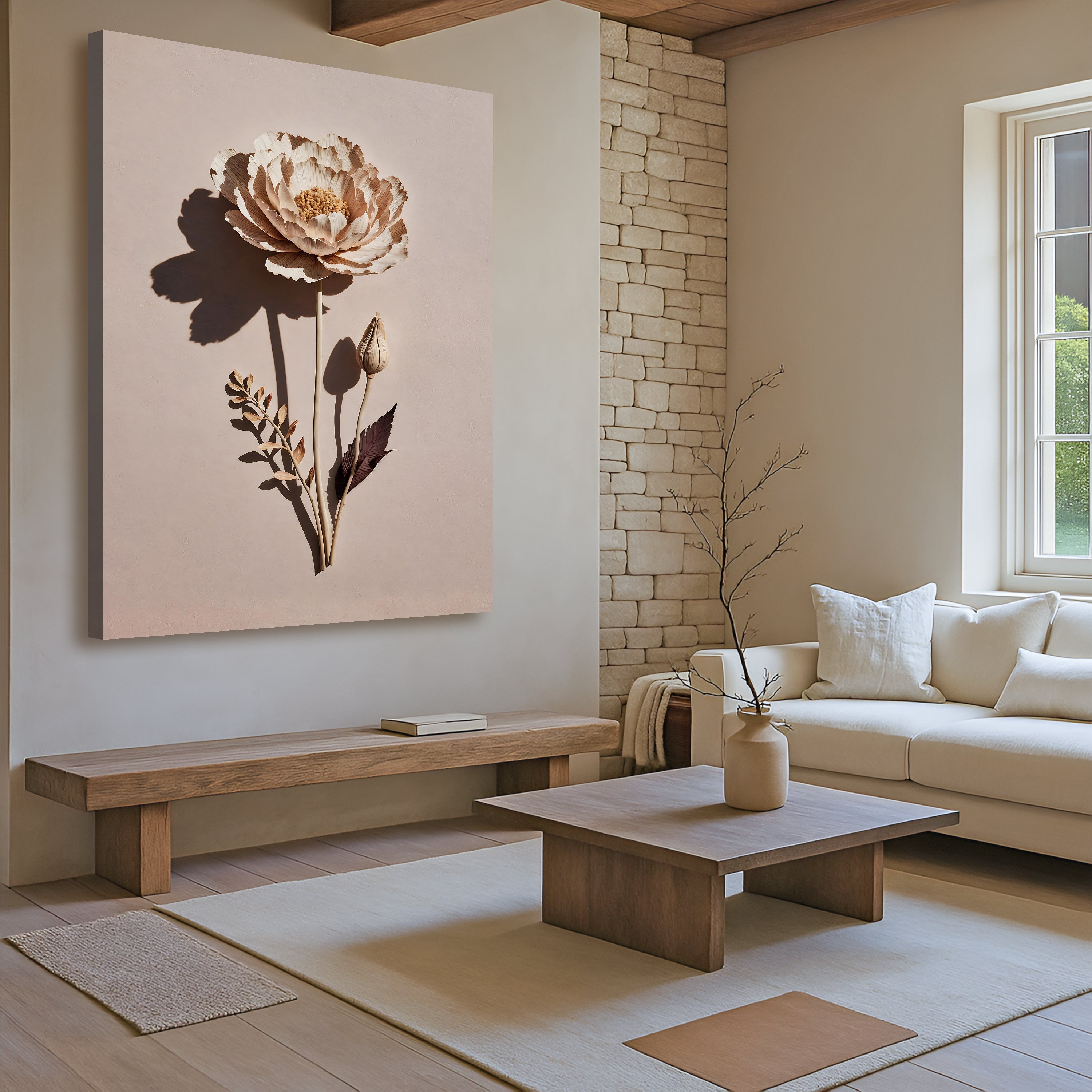 Minimalist Lone Flower wall art with nature-inspired artwork - product view 4